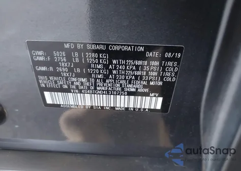 2020 Subaru Outback Limited Xt from USA, damaged, VIN 4S4BTGND4L3107250